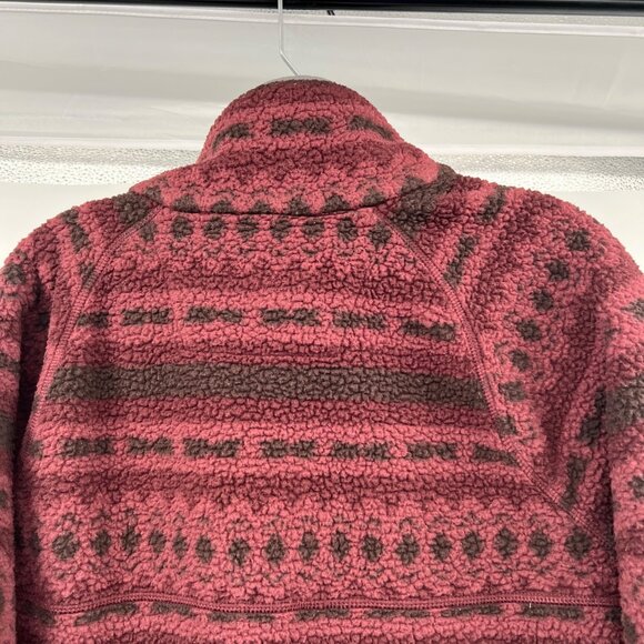 Carhartt Womens Sherpa Pullover Relaxed Fit Maroon/Multi Snaps Size Small Pocket - Picture 6 of 9